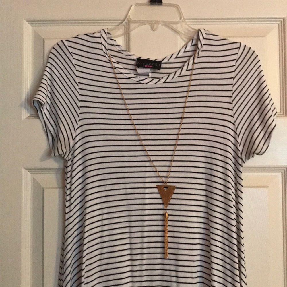 White with black stripe dress